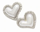 Aros de acero quirurgico corazon con perla 22mm